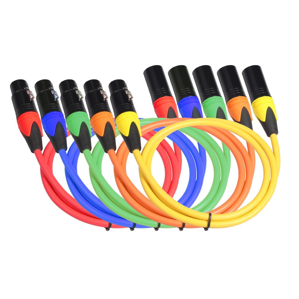 10pcs Male To Female XLR  Microphone Mic Patch Cable 5 Colors