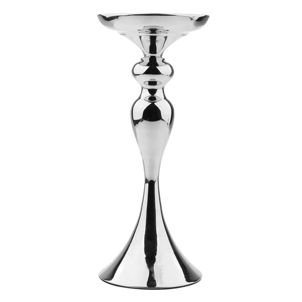 Silver Metal Candle Holder Wedding Event Central Road Flower Vase Rack 315mm