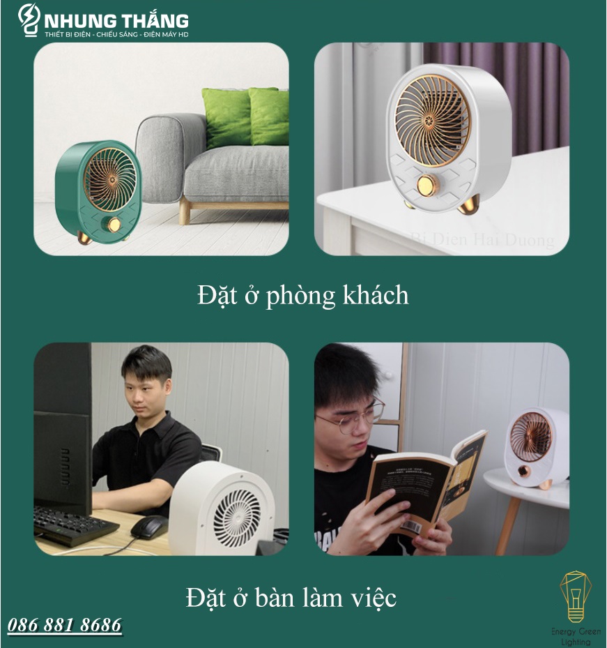 Máy Sưởi Để Bàn MS-66991, Quạt Sưởi Mini - Công Nghệ Sưởi Gốm PTC - Làm Nóng Nhanh -Tích Hợp Tản Gió -Tiết Kiệm Điện - Có Video