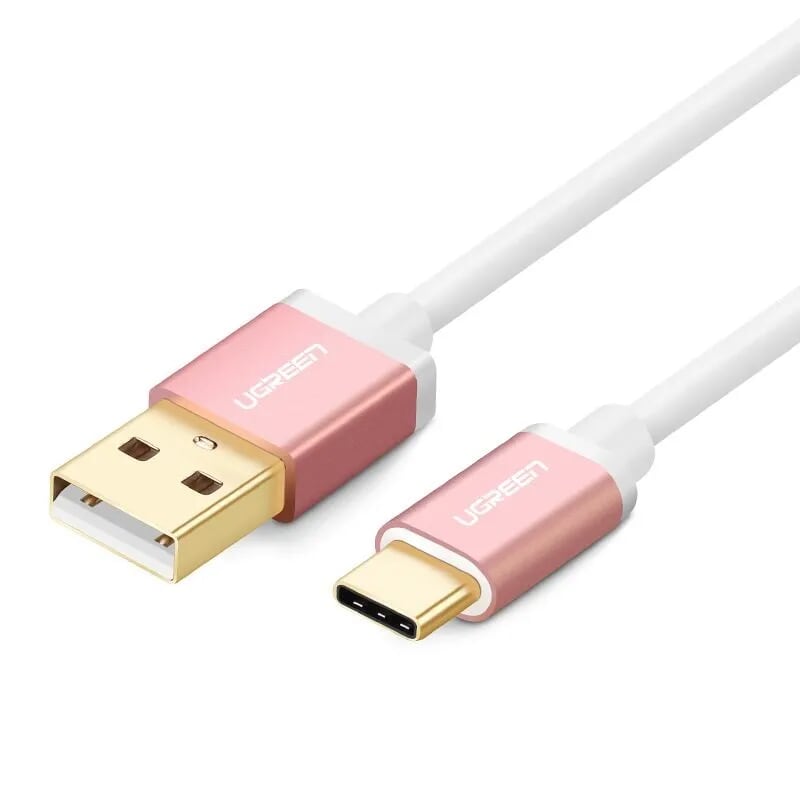 Cáp USB 2.0 sang Type C đầu mạ vàng 2M màu Hồng Ugreen UC30510US188 Hàng chính hãng