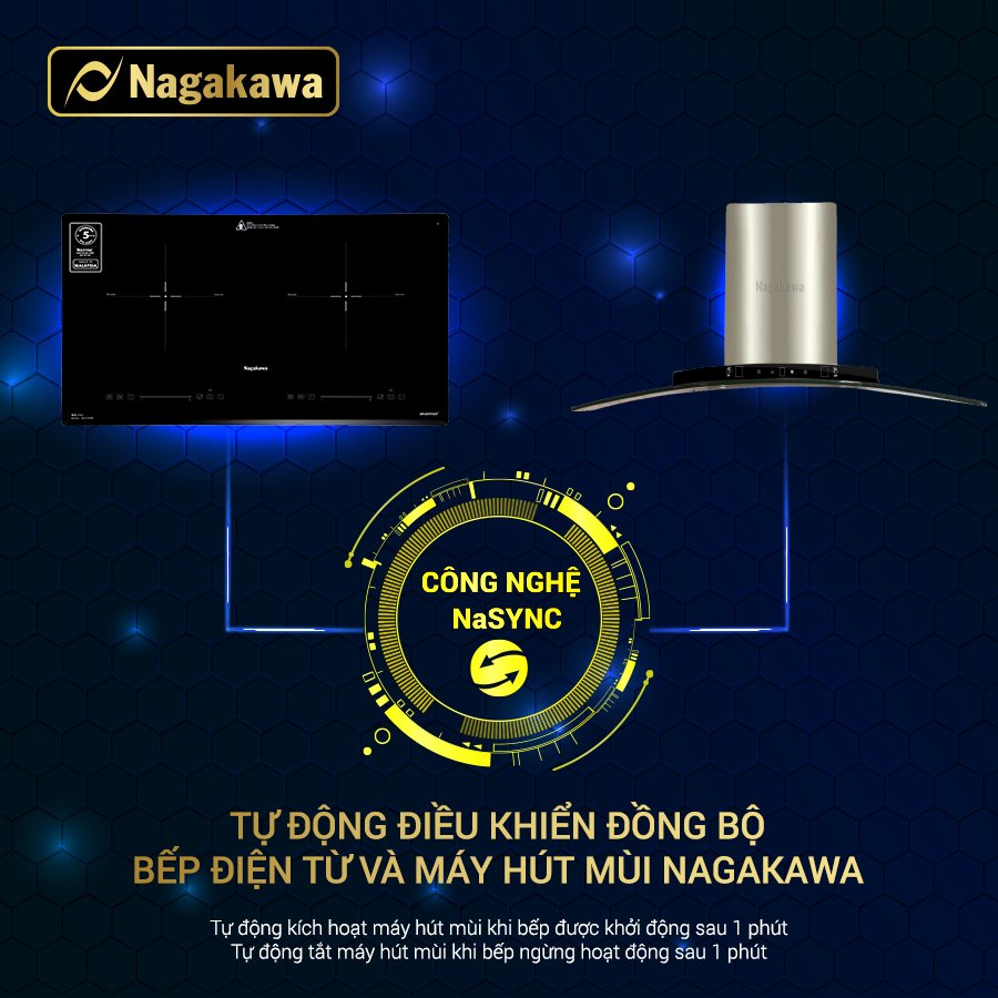 Miễn phí giao lắp toàn quốc - Bếp Đôi Điện Từ Nagakawa NK2C05MB - Made in Malaysia - Bảo hành 5 năm - Hàng Chính Hãng