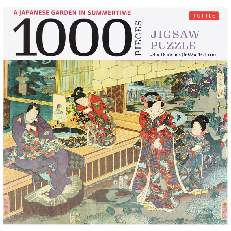 A Japanese Garden In Summertime - 1000 Piece Jigsaw Puzzle: A Scene From The Tale Of Genji, Woodblock Print