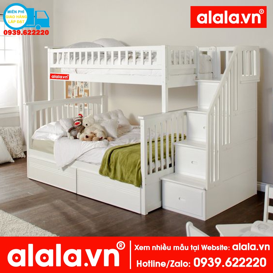 Giường tầng ALALA105 (1m2, 1m4) gỗ thông nhập khẩu - www.ALALA.vn® - Za.lo: 0939.622220