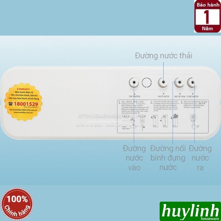 Máy lọc nước RO trực tiếp Toshiba TWP-N1686UV (W1) - 3 lõi lọc - Hàng chính hãng