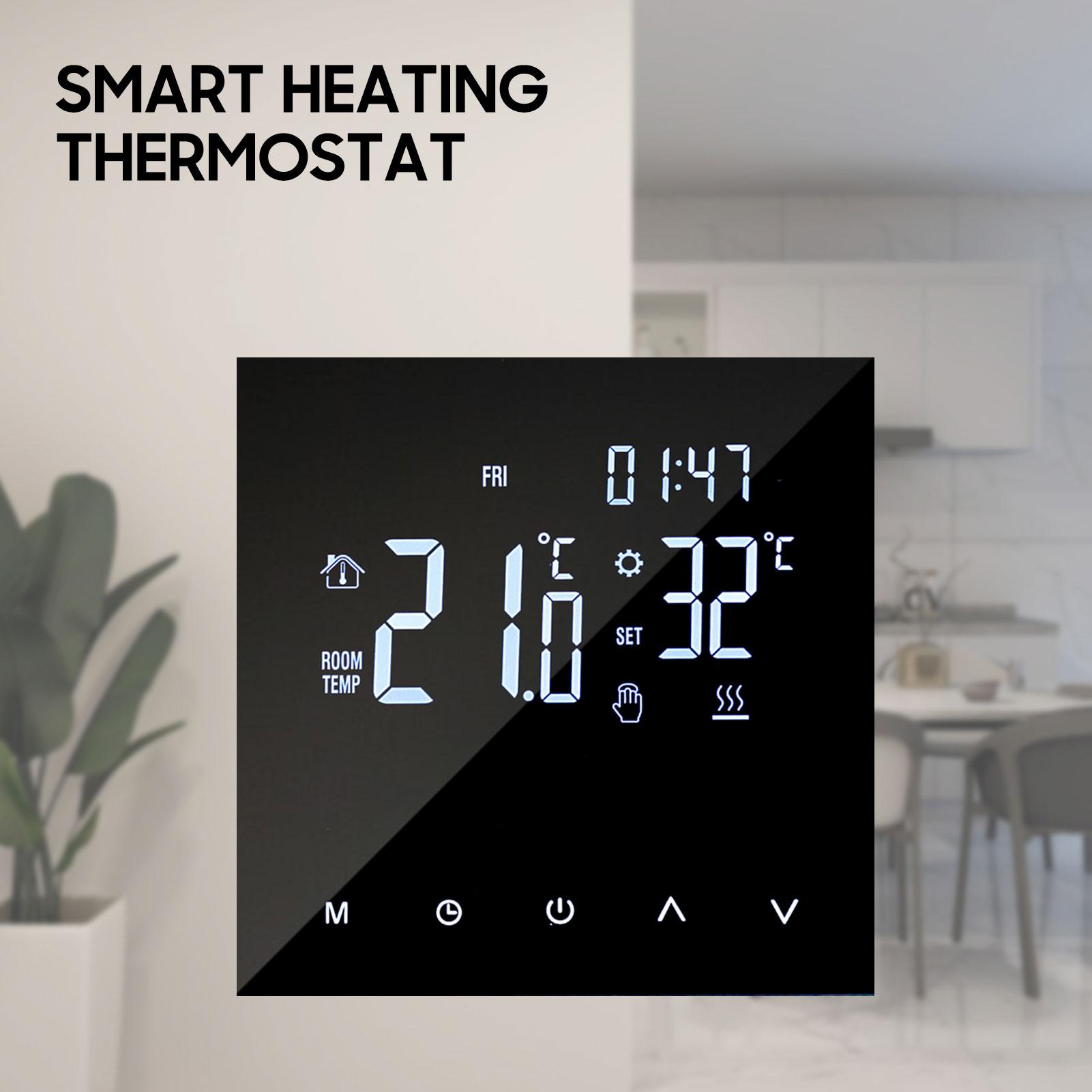 WIFI Smart Heating Thermostat Digital Temperature Controller Mobile Phone APP Control Touchscreen LCD Display Week Programmable Water Floor Heating & Gas Boiler Thermostat Anti-freeze for Home School Office Hotel SmartLife APP Control