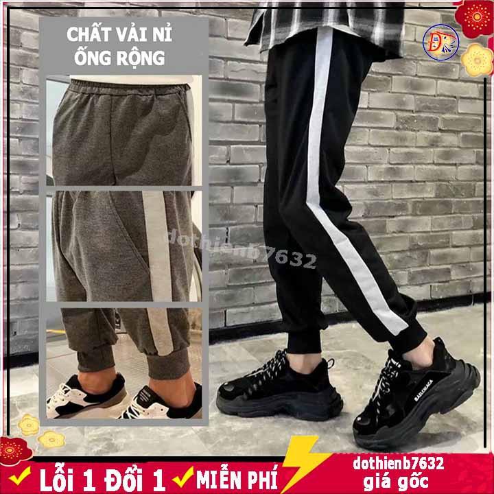 Quần nỉ Jogger HÈ ĐÔNG ️NAM NỮ 3 MÀU DÁNG DÀI ỐNG RỘNG XUÔNG BÓ CHÂN PHỐI VIỀN