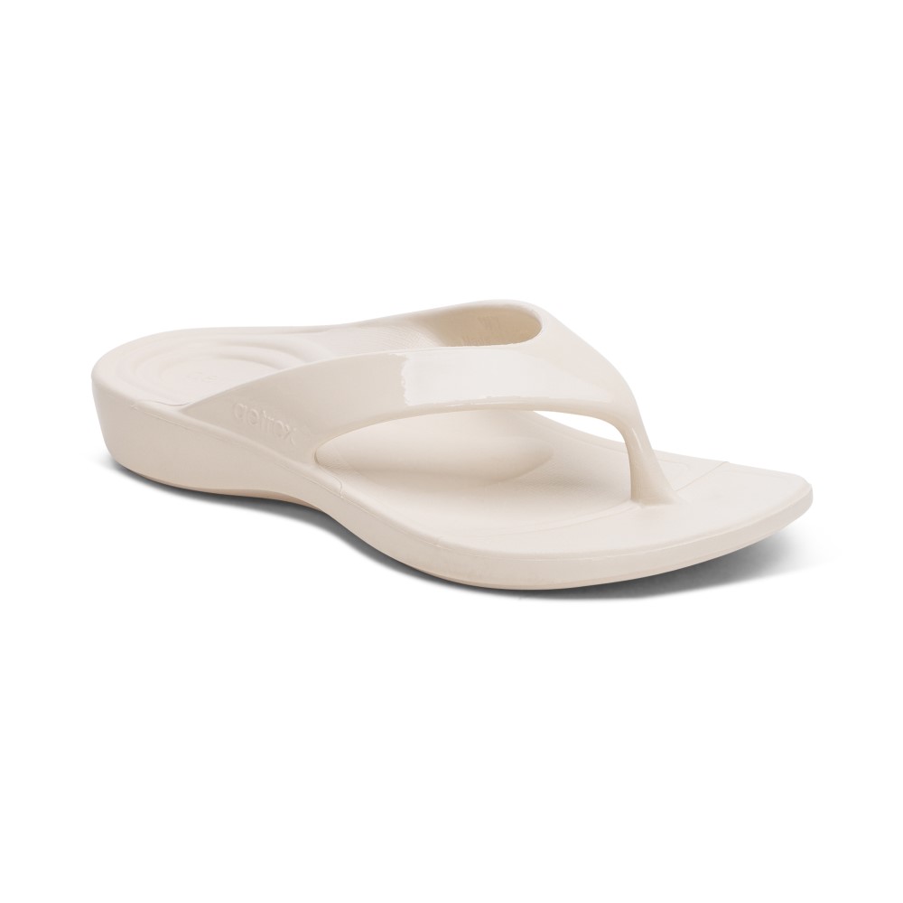 Dép xỏ ngón sức khỏe nữ Aetrex Maui Ivory - dép kẹp chống đau chân
