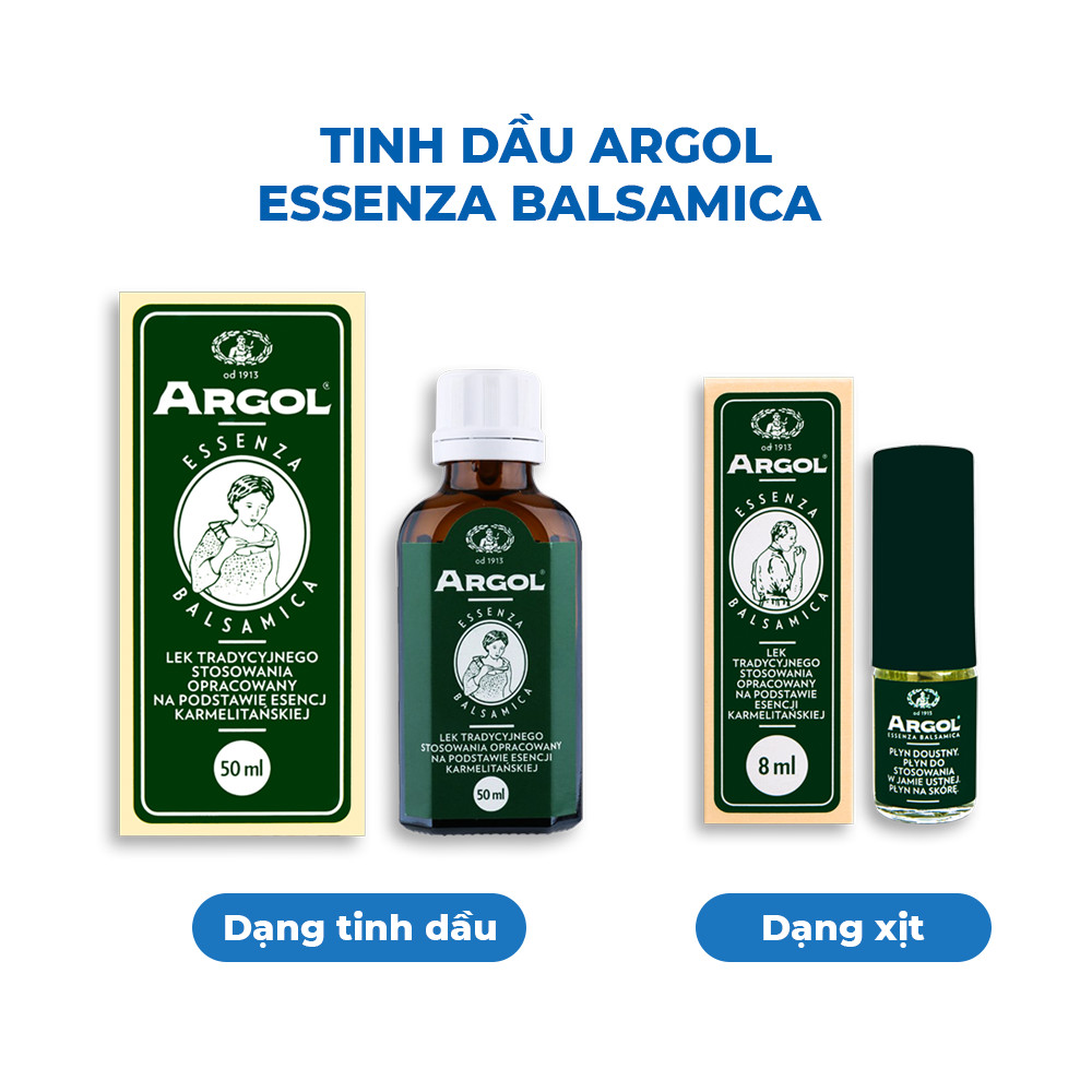 Chai xịt tinh dầu Argol Essenza Balsamica tiết đờm, giảm ho, giảm khàn giọng, tạo cảm giác mát lạnh, dễ thở Polvita 8ml - Hàng chính hãng Argol Việt Nam