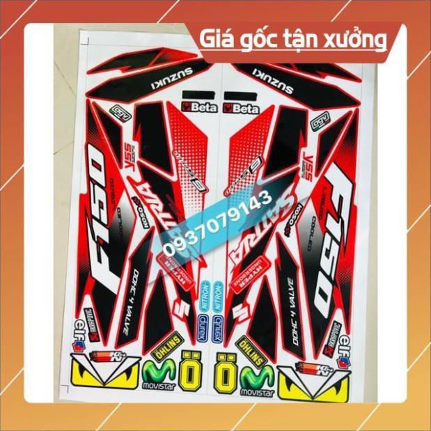 Tem rời satria FI 150 dán xe đỏ 3 lớp ko bay màu