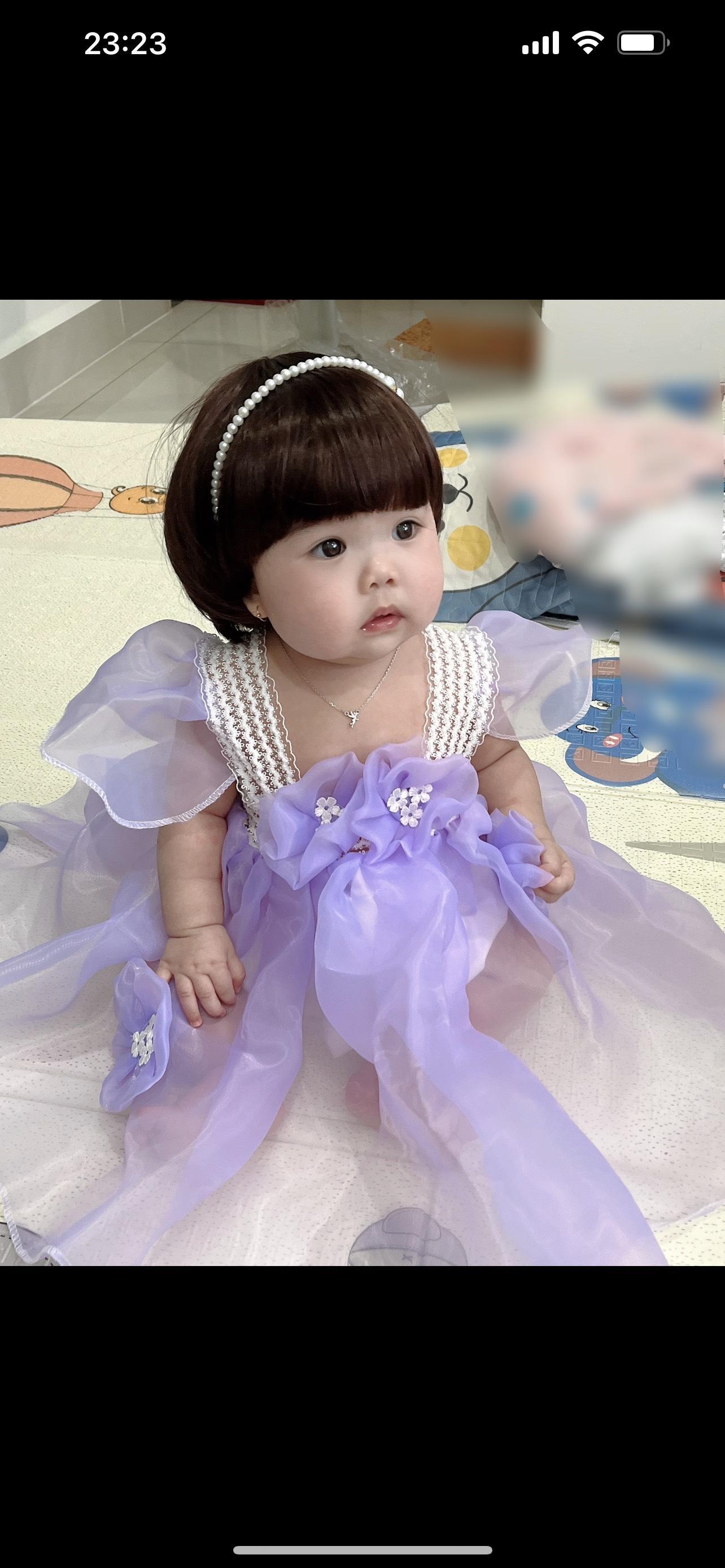 Đầm Xòe Công Chúa Dễ Thương Cho Bé Gái 4H Tím