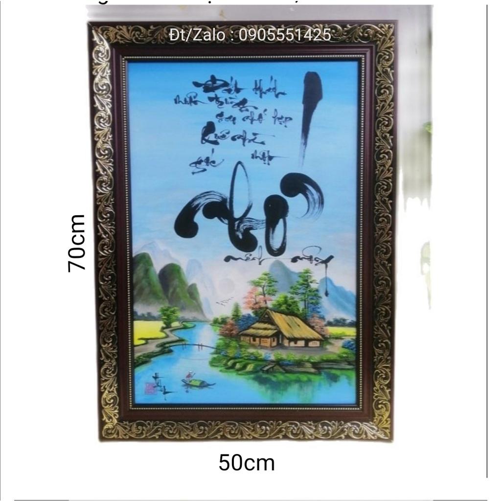 Tranh phong thủy. Thư pháp Quê hương.Quà tặng TÂN GIA, khai trương, ông bà, cha mẹ, đối tác. Quà tết.