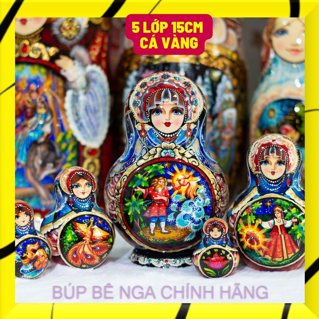 BỘ BÚP BÊ NGA MATRYOSHKA CAO CẤP 5 LỚP 15CM "CỔ TÍCH ÔNG LÃO ĐÁNH CÁ VÀ CÁ VÀNG" CỰC ĐẸP VÀ SANG TRỌNG