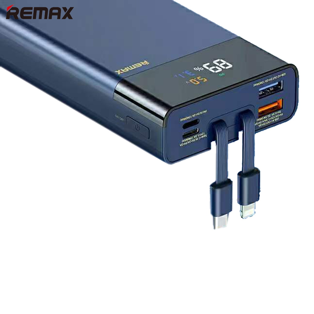 Pin sạc dự phòng Remax 20000mAh PD 22.5W tích hợp sẵn cáp cho điện thoại Remax RP-561 - Hàng Chính Hãng