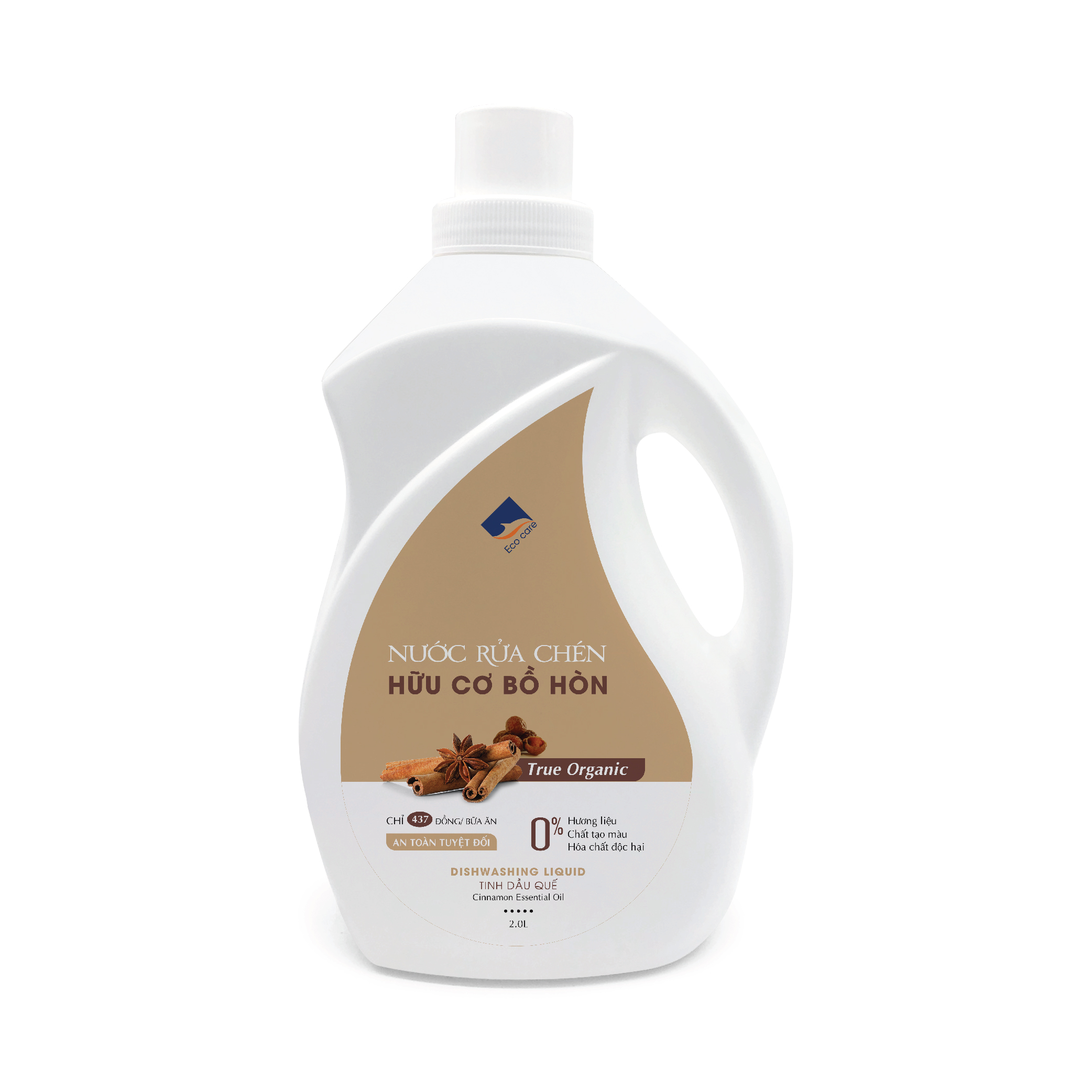 Nước rửa chén hữu cơ Bồ hòn Ecocare tinh dầu Quế 2000ml