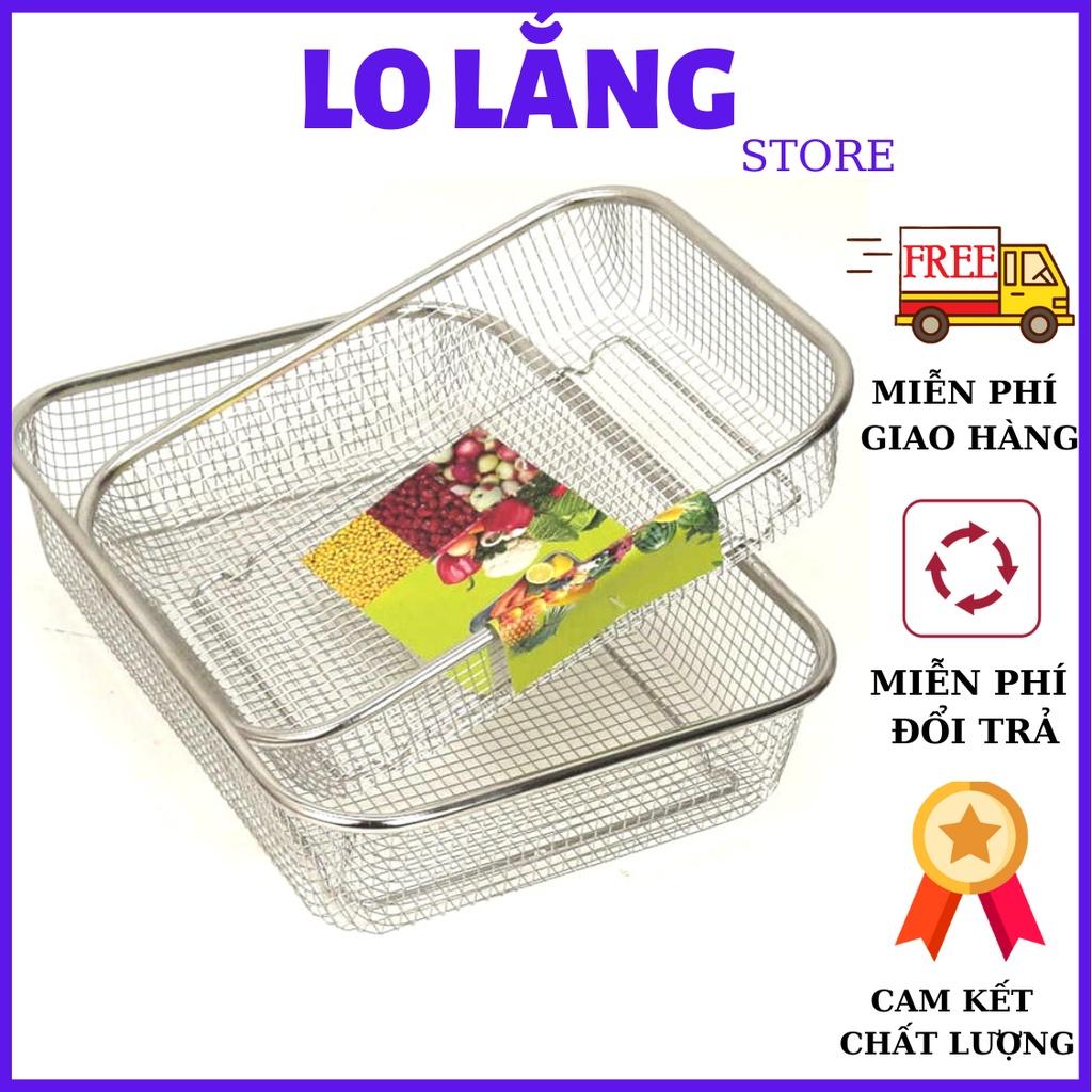 Rổ lưới inox 304 đựng thức ăn chiên , ráo rau củ dày dặn sáng bóng cao cấp