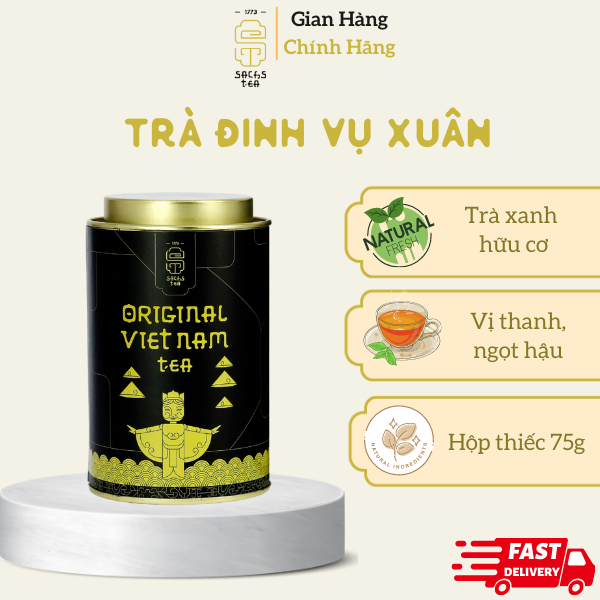 Trà Đinh mùa xuân POVT0075 SACHS TEA 1773 chè xanh hữu cơ thái nguyên cao cấp 75g/hộp