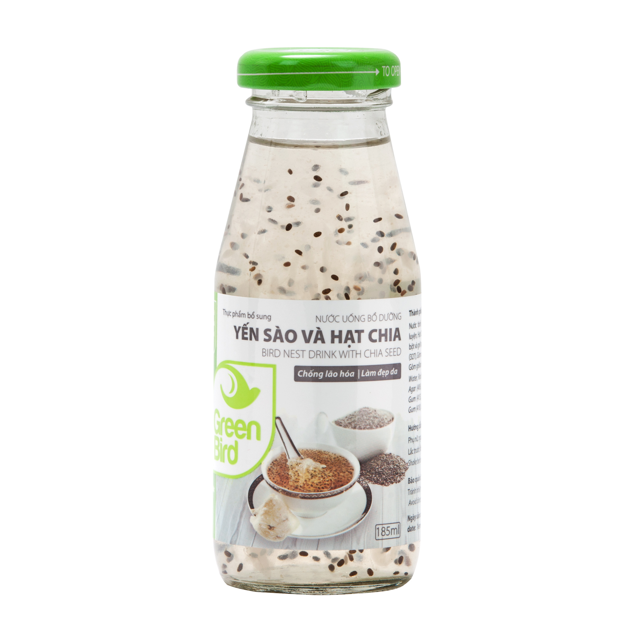 Lốc Green Bird - Nước Uống Bổ Dưỡng Yến Sào và Hạt Chia - (6chai*185ml)