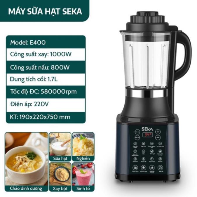 Máy làm sữa hạt đa năng SEKA E400 - 1.7 lít - 14 chức năng [1000W + 800W] - Hàng chính hãng