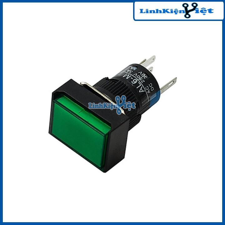 Nút nhấn đề chữ nhật 220VAC LA16J-11D nhấn nhả có đèn