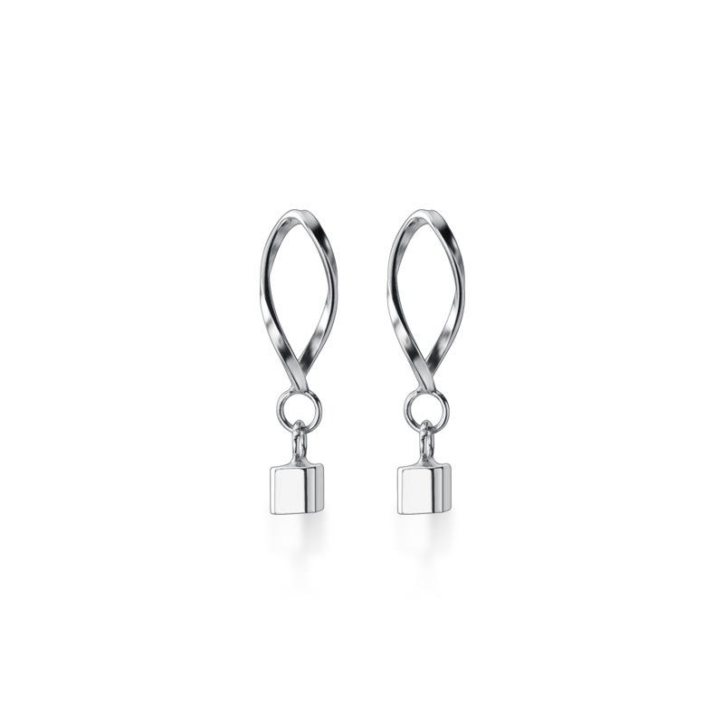 Khuyên tai bạc nữ dài khuyên tai nữ dài hình khối vuông cá tính bằng bạc S925 B2612 Bảo Ngọc Jewelry