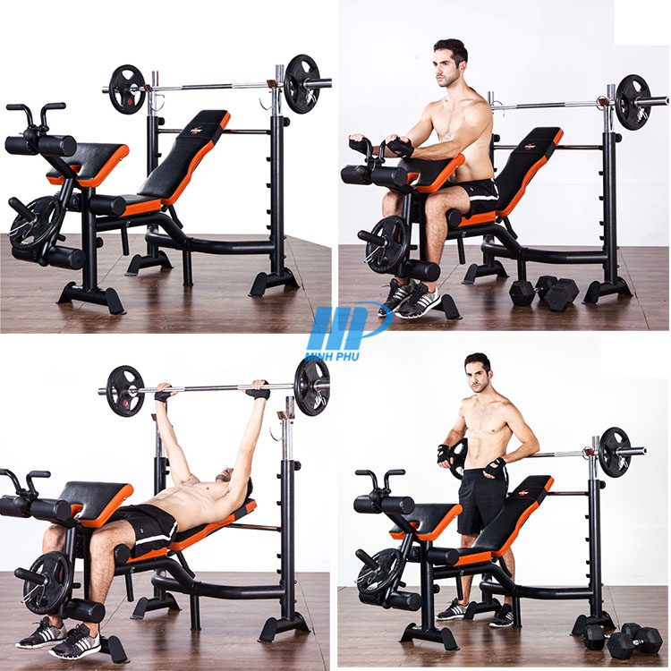 Ghế tập tạ đa năng GM-4380 | Dụng cụ tập GYM cho gia đình giá tốt - Thép dày 2,5 ly siêu khỏe + Đệm mút siêu êm