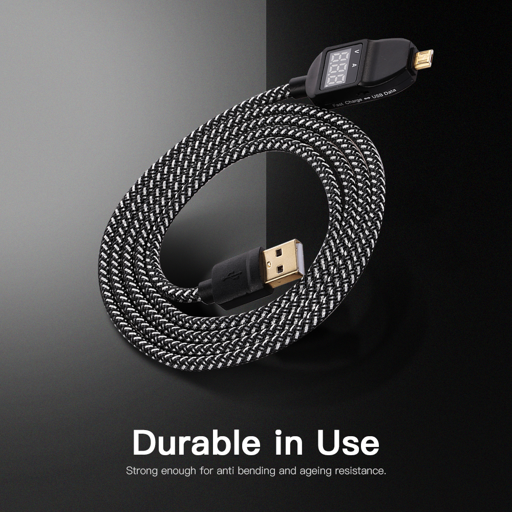 Cáp Sạc Micro USB 1m Hiển Thị Điện Áp Cho Pin Sạc Dự Phòng
