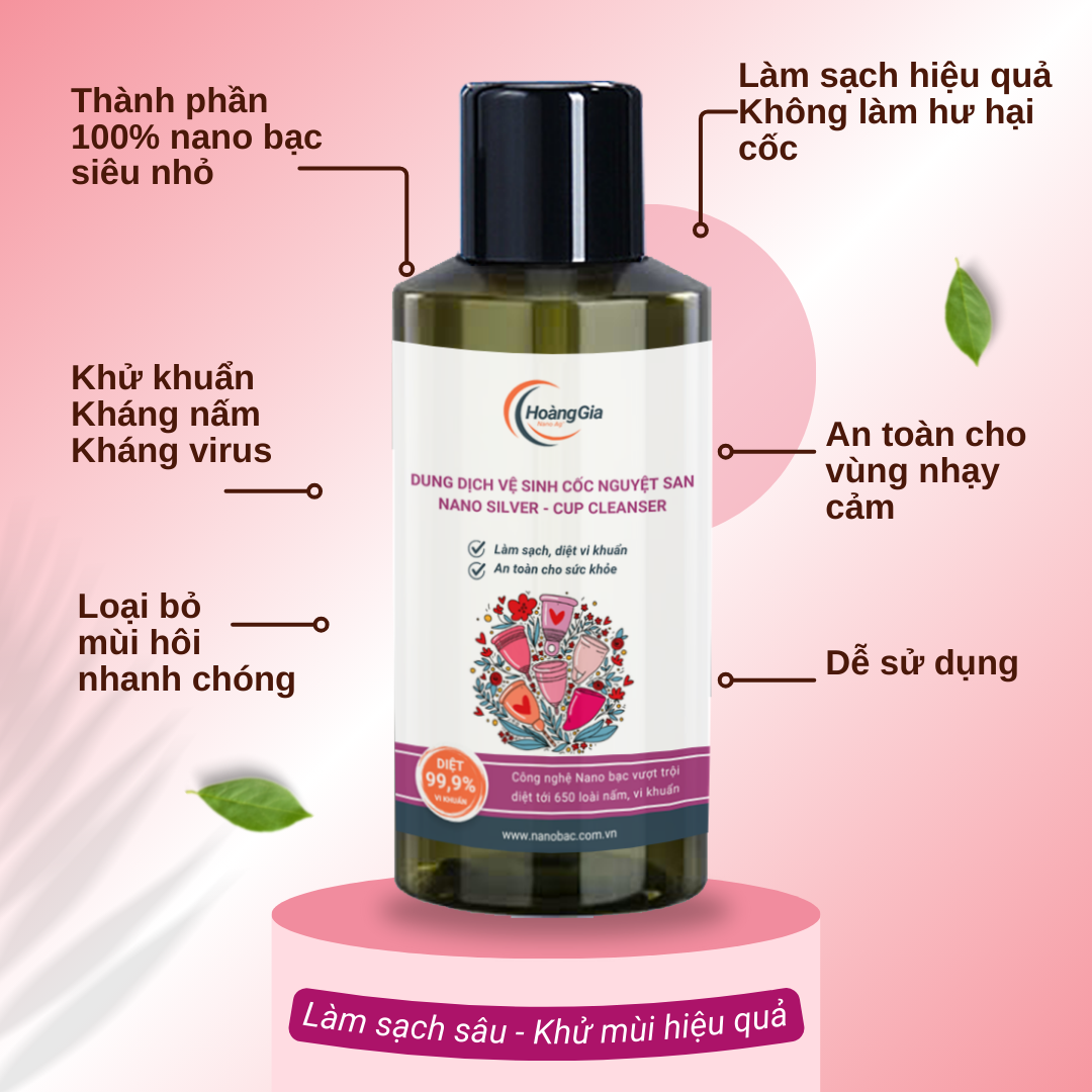 Dung Dịch Vệ Sinh Cốc Nguyệt San Nano Bạc - Làm Sạch, Khử Khuẩn Dịu Nhẹ &amp; An Toàn, Không Kích Ứng