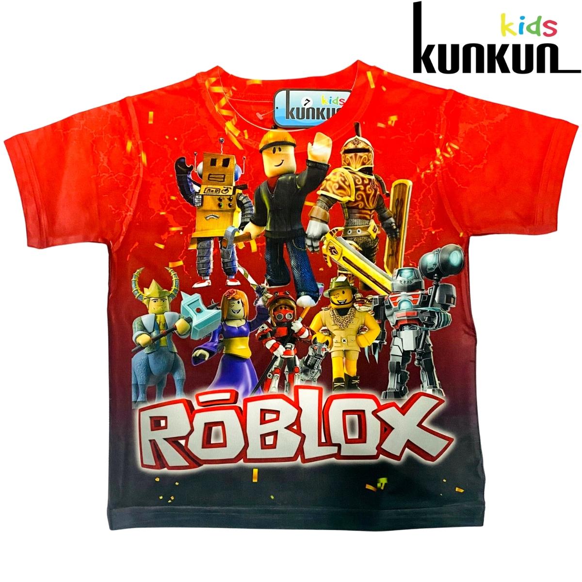 Quần áo trẻ em KUNKUN TP803 in 3d hình roblox đỏ chất thun lạnh - Bộ cộc tay bé trai size đại từ 10-60kg