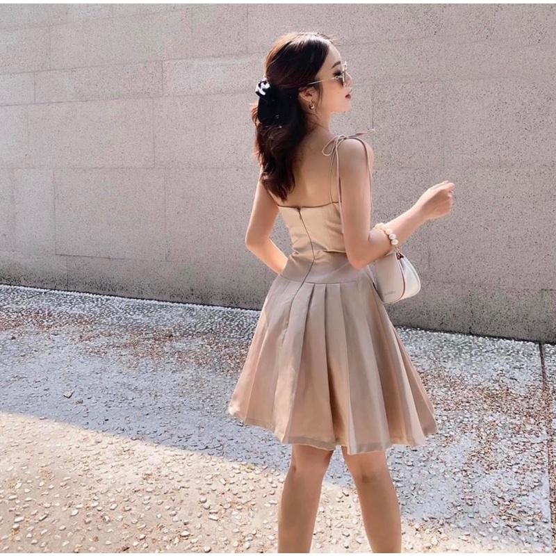 Đầm phi kem rã ngực 2d