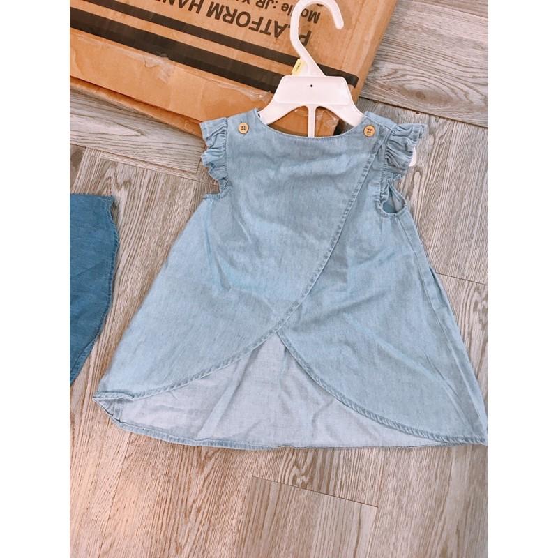 Váy jeans lưng chéo bé gái du xin