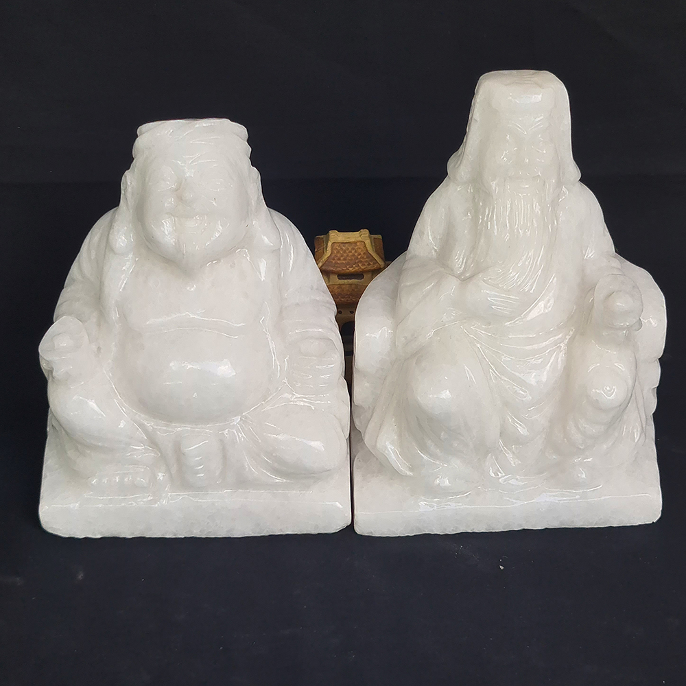 Bộ Thần Tài Thổ Địa - Đá Trắng - 16Cm - Mx