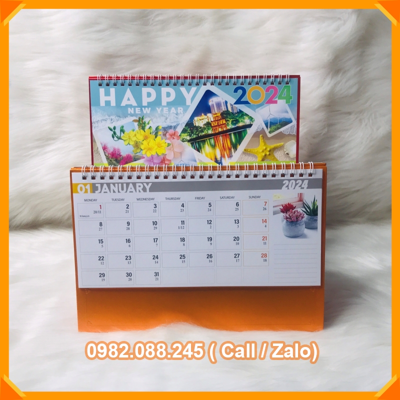 Lịch Để Bàn Chữ A 2024 KHỔ 24X16cm - Mẫu Ngẫu Nhiên