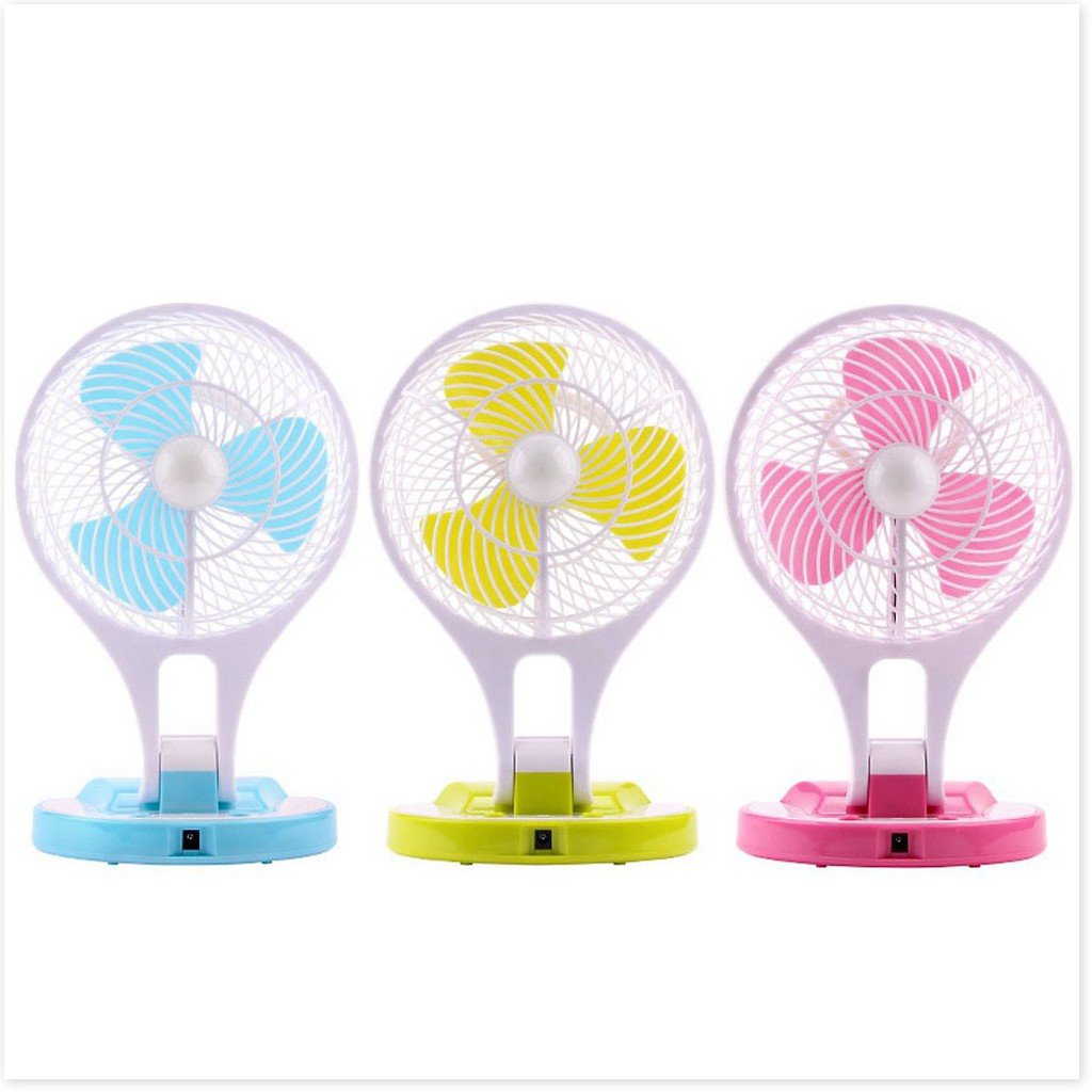 Quạt tích điện để bàn mini thiết kế gấp gọn thông minh kèm đèn led chiếu sáng 2 chế độ điều chỉnh - Quạt mini fan có đèn để bàn bằng nhựa cao cấp