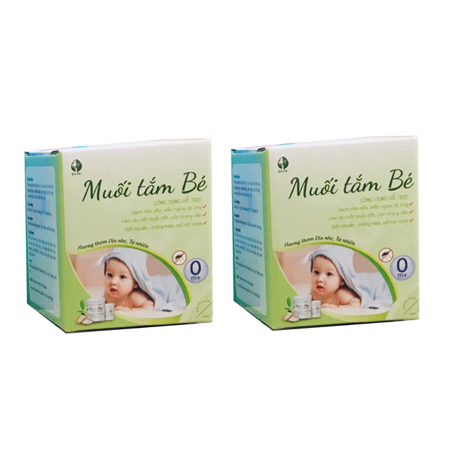 Combo 2 Hộp Muối Tắm Bé Độc Mộc, Muối Tắm Chứa Kháng Sinh Tự Nhiên Hộp 400gr