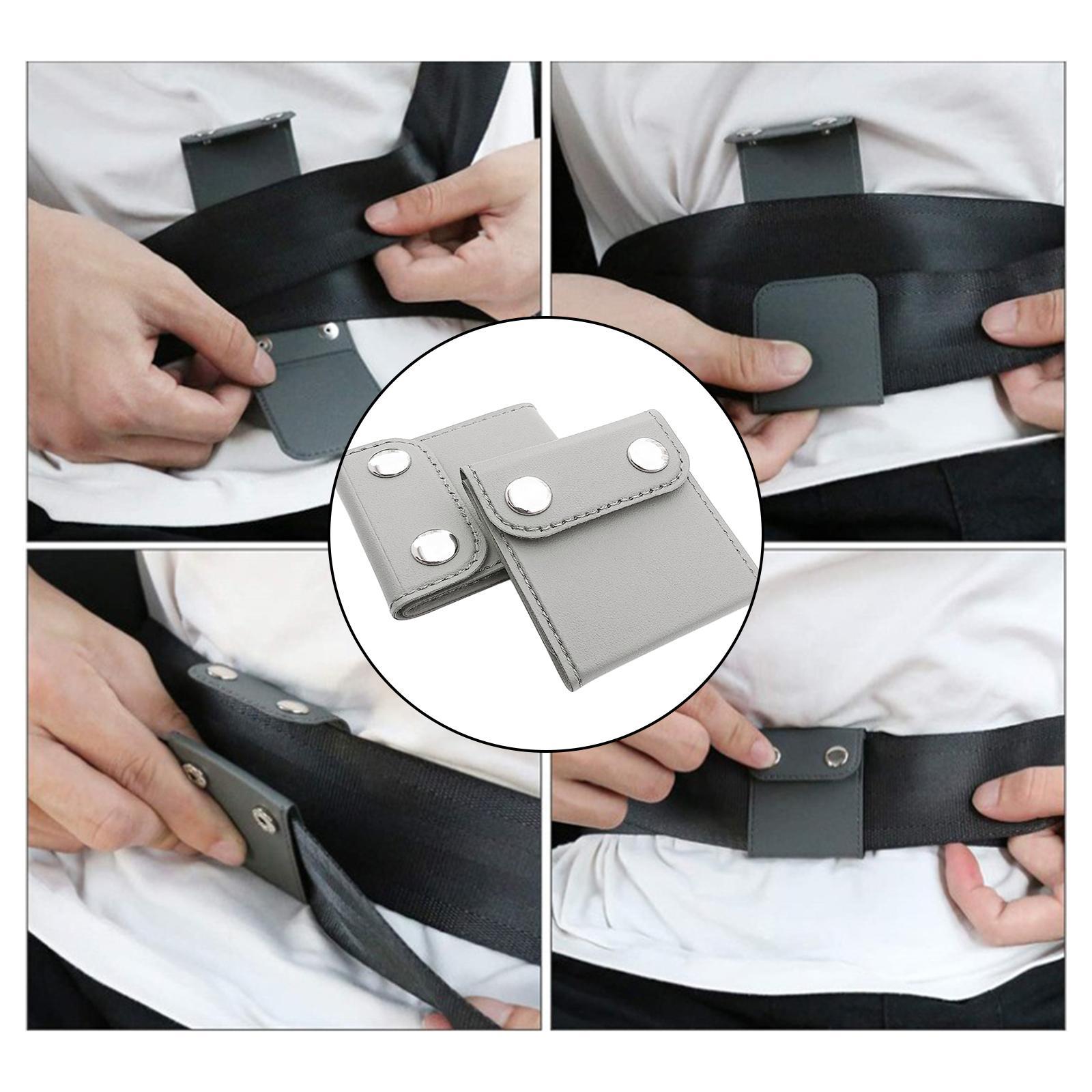2x2Pcs Car Seatbelt Adjuster for Kids Adults gray snap button