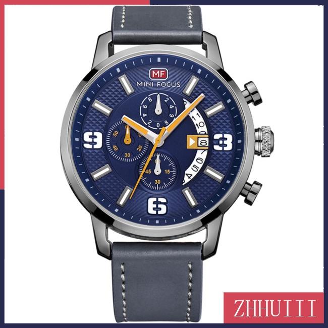 Đồng Hồ Quartz 3 Sub-dial Chống Thấm Nước Với Dây Đeo Da Phong Cách Nhật Bản