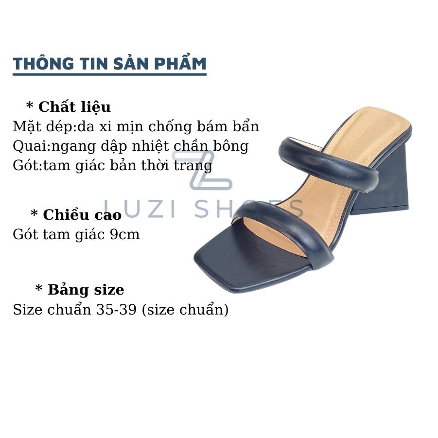 Guốc nữ, dép cáo gót tam giác 2 quai ngang nhún thời trang nhiều màu sắc cao 9cm