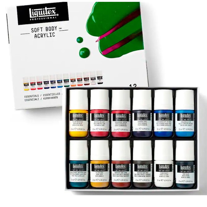 Bộ 12 màu vẽ vải Liquitex Soft Body