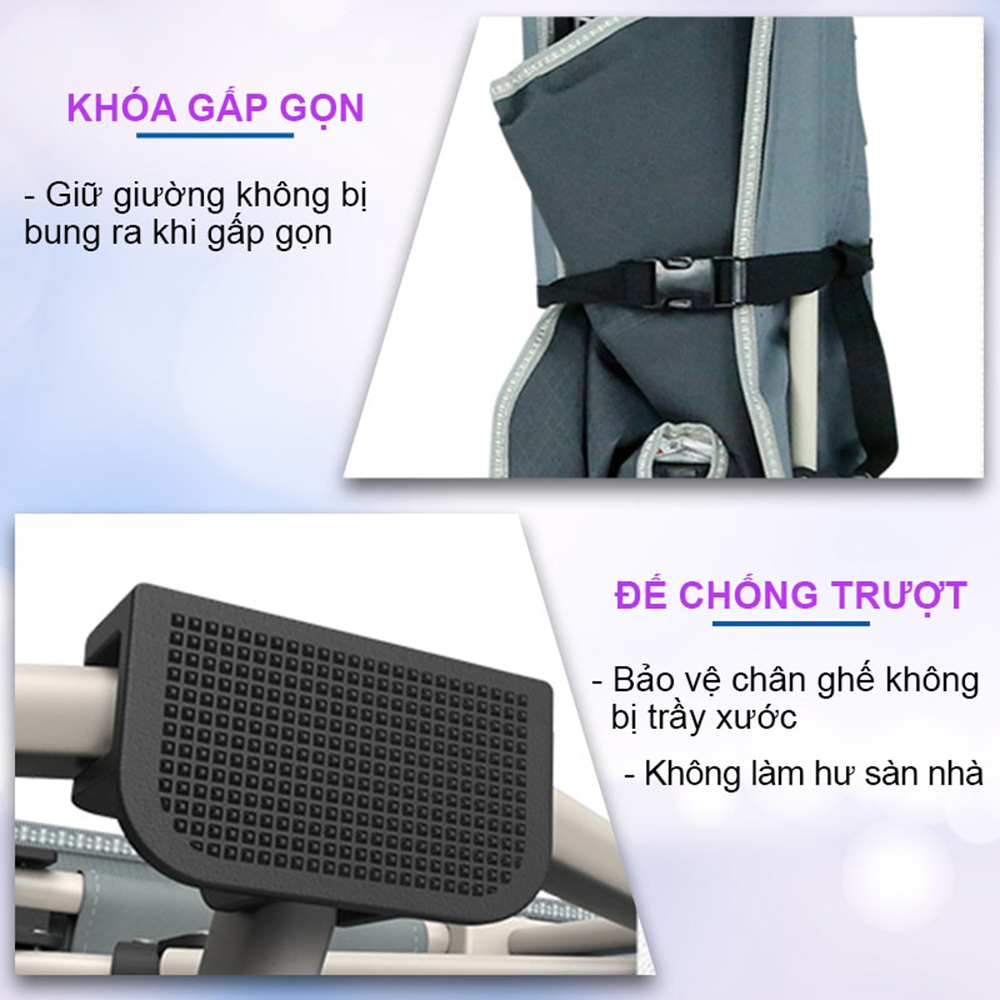 Giường xếp du lịch, vải bạt 3D chống thấm, chống bám bụi, xếp gọn kèm túi du lịch - Hàng chính hãng NIKITA 2022