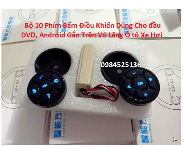 Bộ 10 Phím Bấm Điều Khiển vô lăng không dây Dùng Cho đầu DVD, Android Gắn Trên Vô Lăng Ô tô Xe Hơi dành cho tất cả cá dòng xe