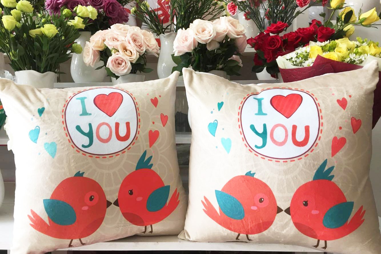 Cặp vỏ gối đôi 45-45cm Đôi chim I love you