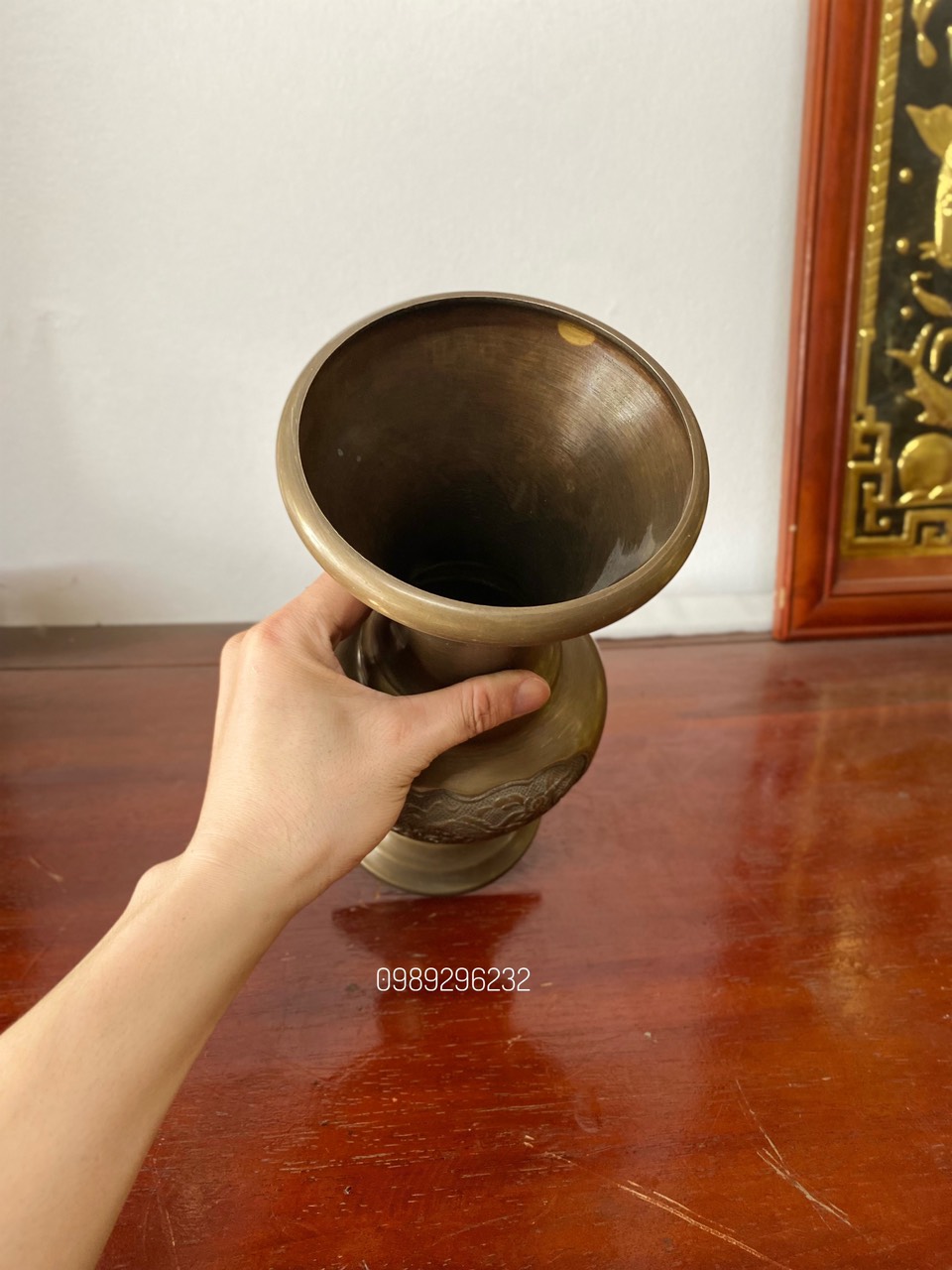 Lọ bình cắm hoa đồng hun giả cổ 30cm