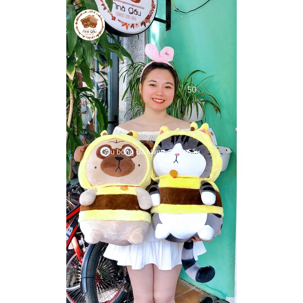 Gấu bông Mèo Hoàng Thượng/ Chó Pug ngáo cosplay heo ong ngộ nghĩnh - cao cấp mềm mịn
