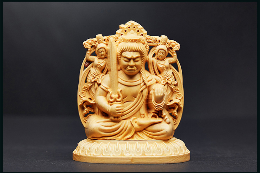 Tượng để xe ô tô phật Bất Động Minh Vương bằng gỗ Hoàng Dương V183