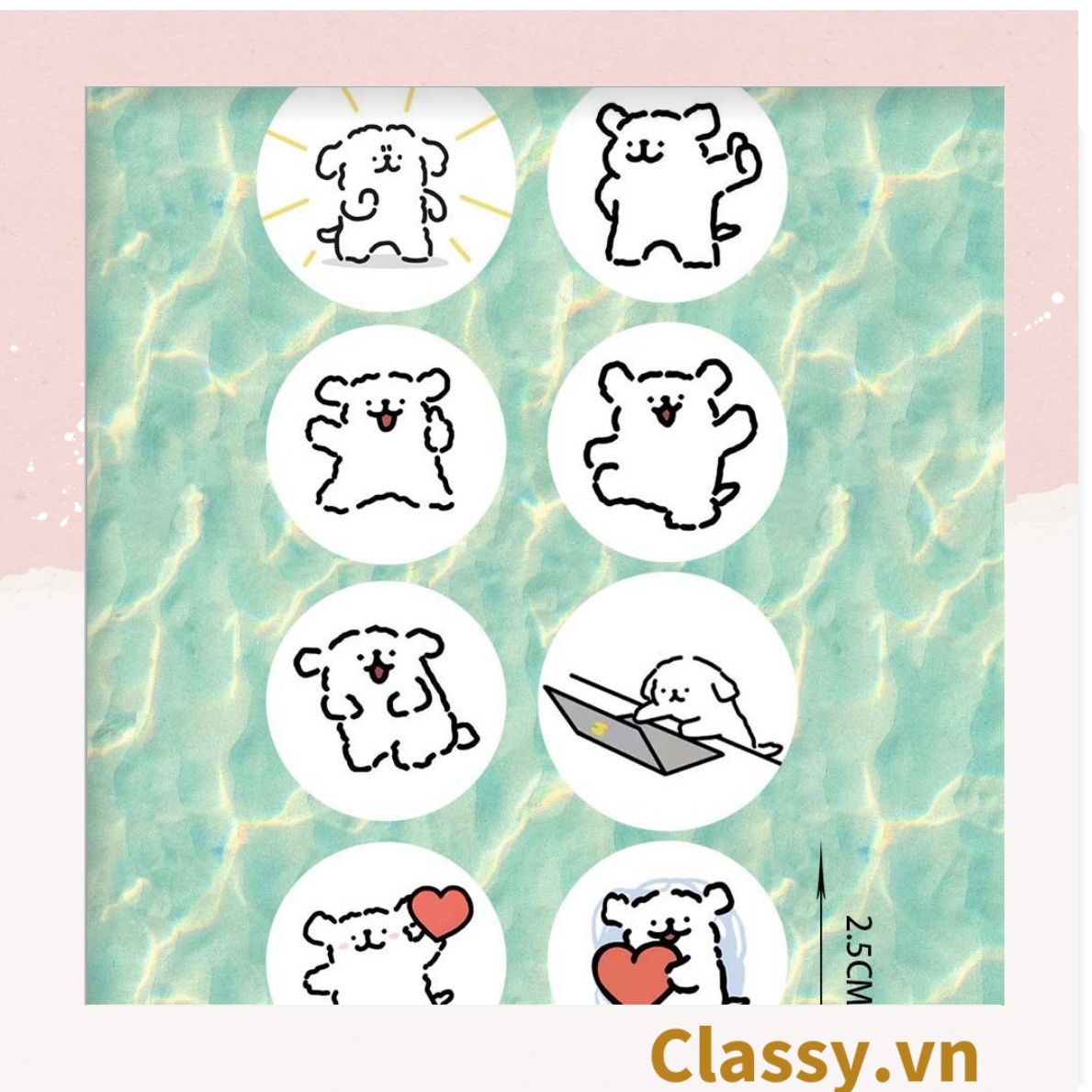 Cuộn 500 Sticker 2.5CM Thank you dán niêm phong túi giấy Classy , hộp bánh handmade, tem dán thiệp, hộp quà tặng Q686