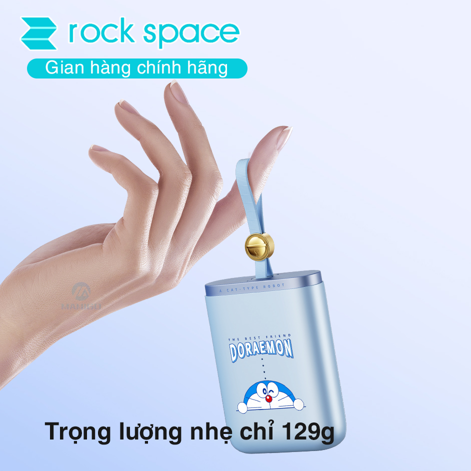 Pin dự phòng mini tích hợp dây sạc Rockspace Powersack 10000mAh sạc nhanh 22.5w hàng chính hãng có bảo hành