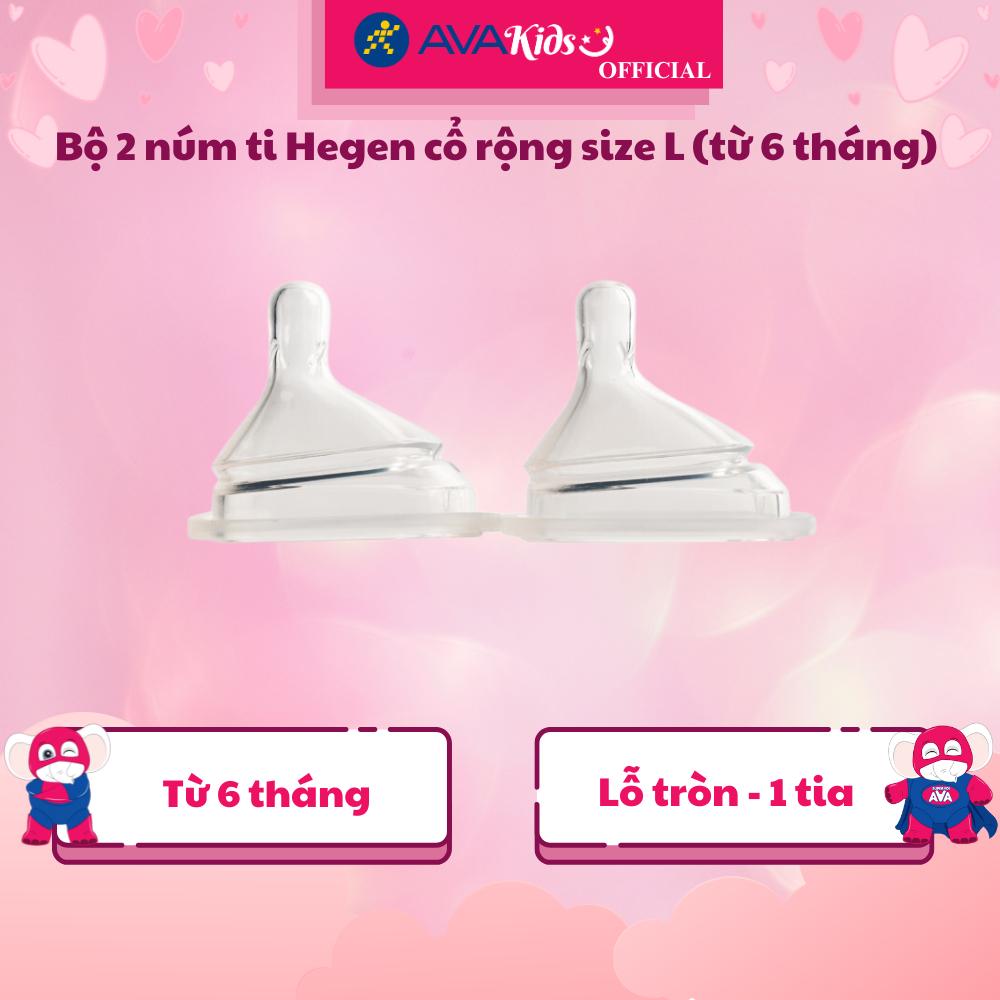 Bộ 2 núm ti Hegen cổ rộng size L (từ 6 tháng) - Hàng Chính Hãng