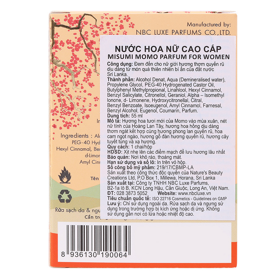 Nước Hoa Nữ Misumi Momo 55ml (Peach)