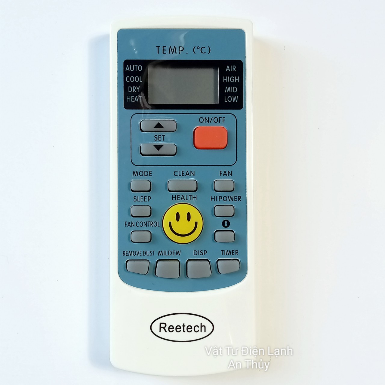 Remote máy lạnh REETECH mặt cười - Điều khiển máy lạnh REETECH - Remote điều hòa REETECH - Điều khiển điều hòa REETECH