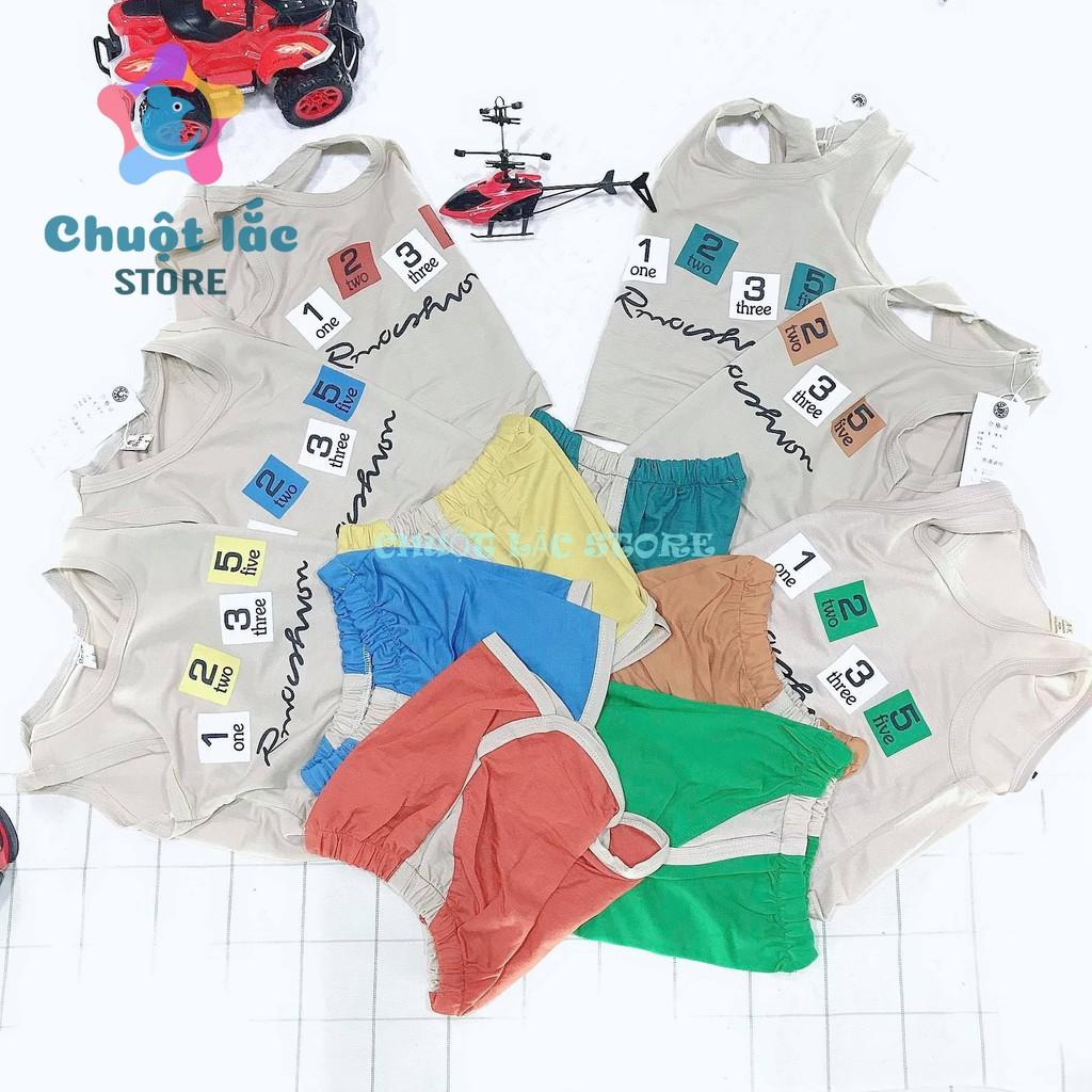 Bộ quần áo bé trai mùa hè chất cotton đũi mát mẻ hình số
